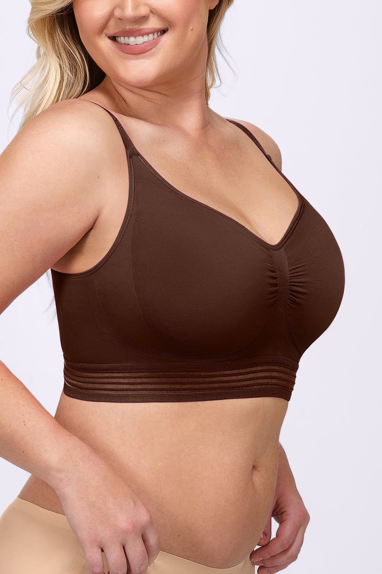 Wireless Full Coverage Seamless Bra, Alternate, color, Brown