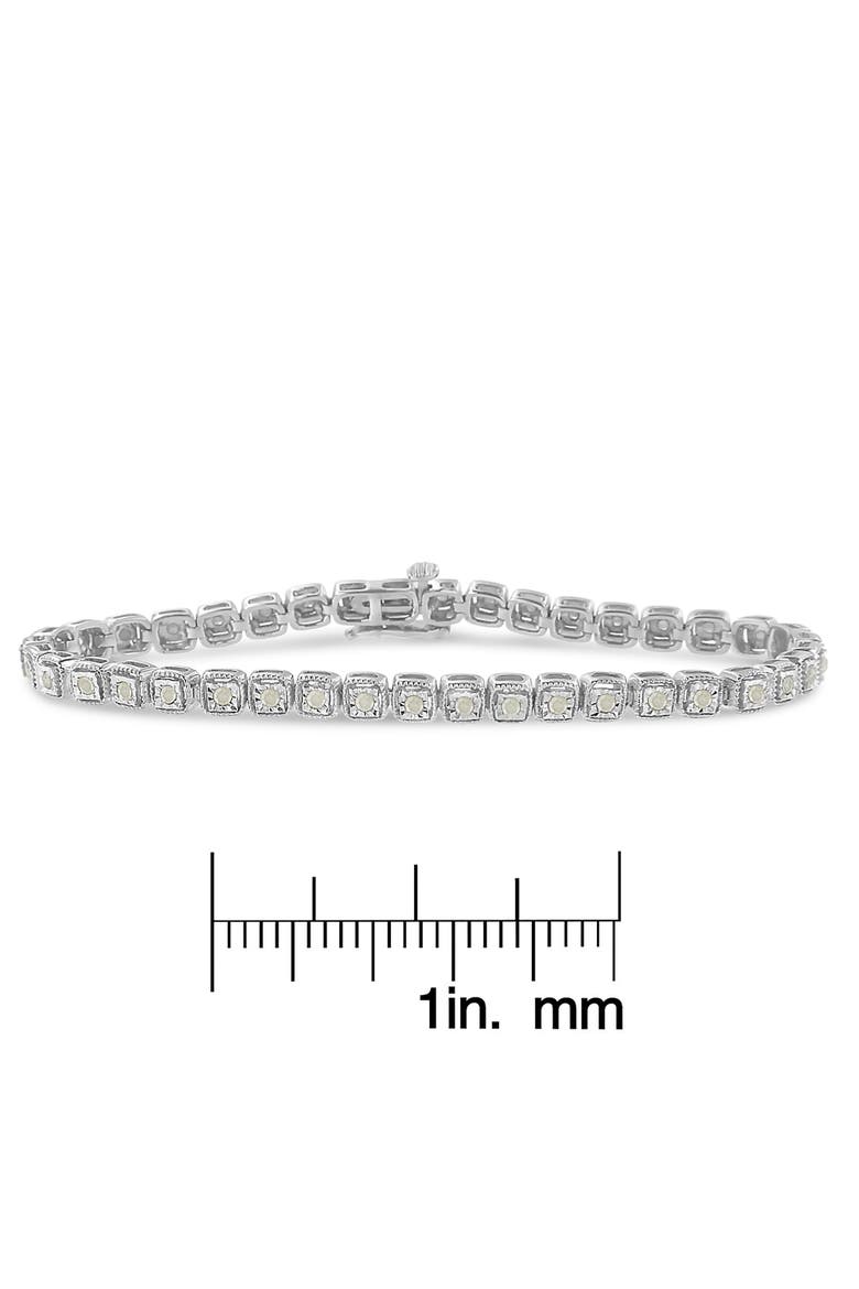 Silver 1.0 Cttw Diamond Miracle-Set Square Milgrain Link Tennis Bracelet, Alternate, color, Silver