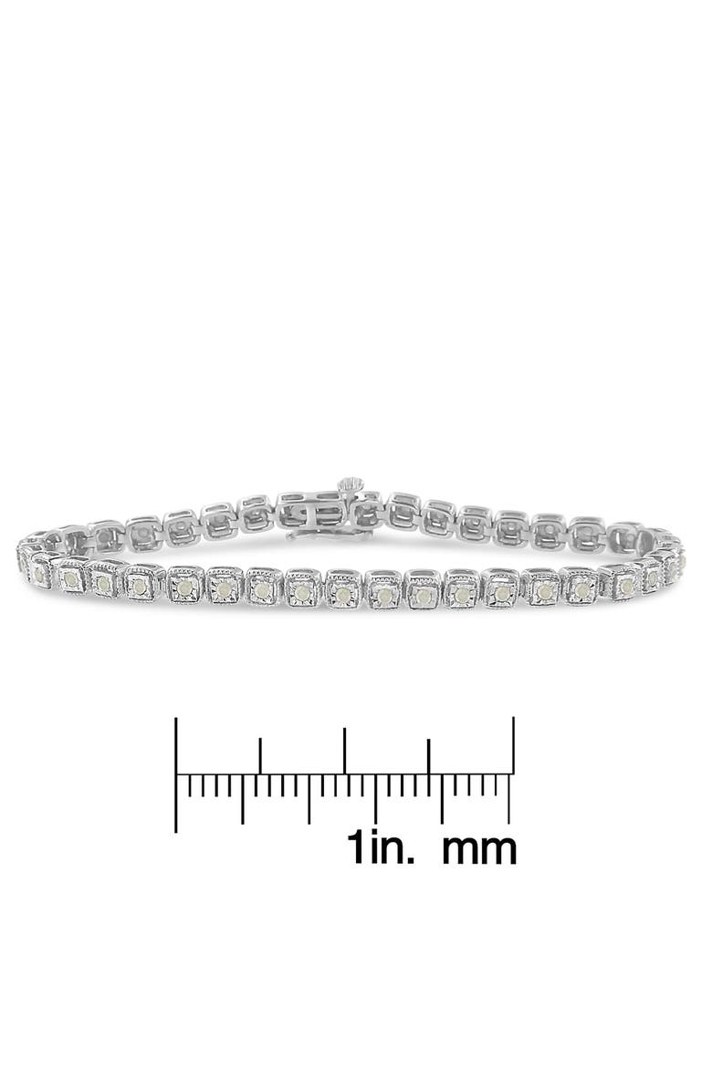 Haus of Brilliance Silver 1.0 Cttw Diamond Miracle-Set Square Milgrain Link Tennis Bracelet, Alternate, color, Silver