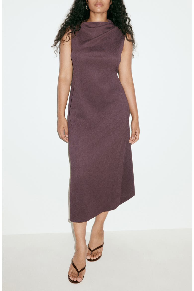 Pam Asymmetric Neck Midi Dress, Main, color, BURGUNDY