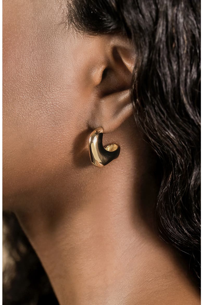 Demi Chunky Molten Hoop Earrings, Alternate, color, GOLD