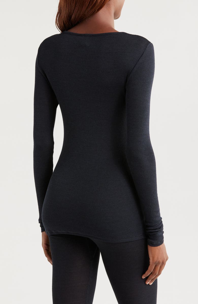 Hanro Lace Trim Merino Wool & Silk Pajama Top, Alternate, color, 