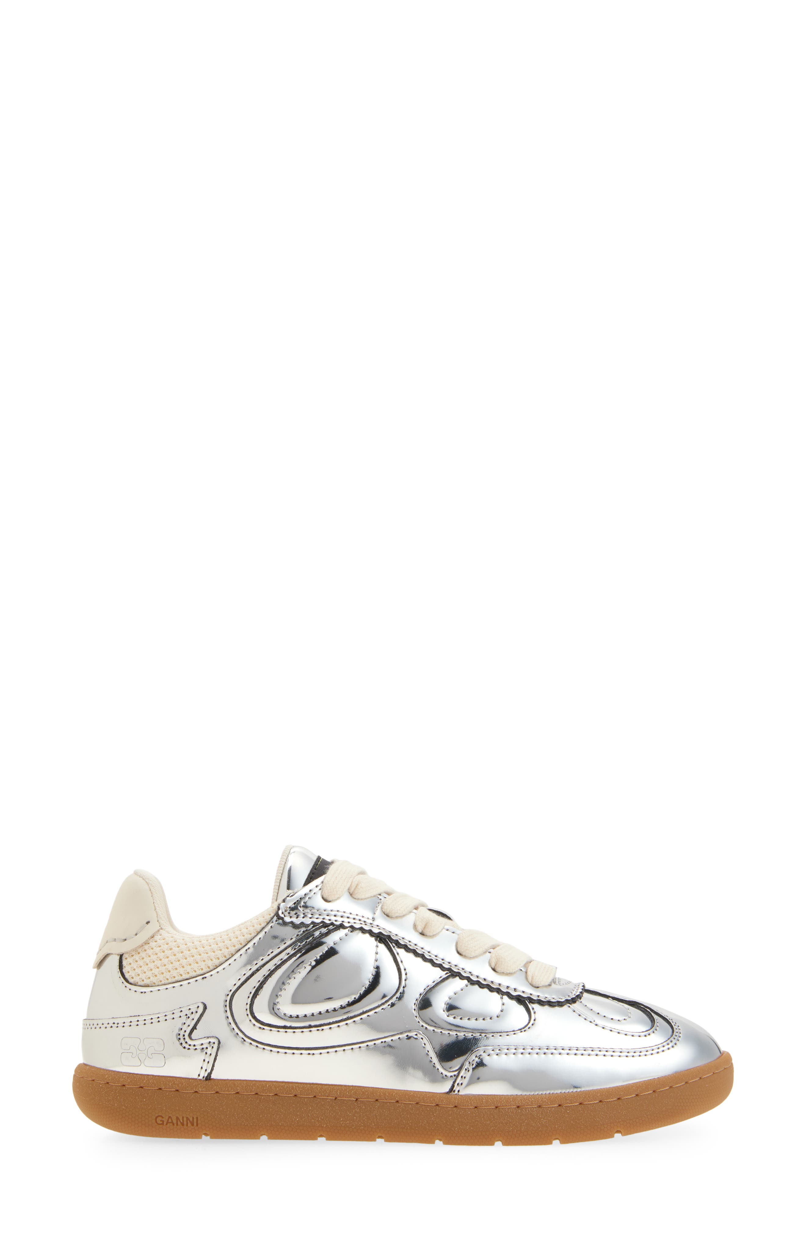 Ganni Specchio Low Top Sneaker, Alternate, color, Silver