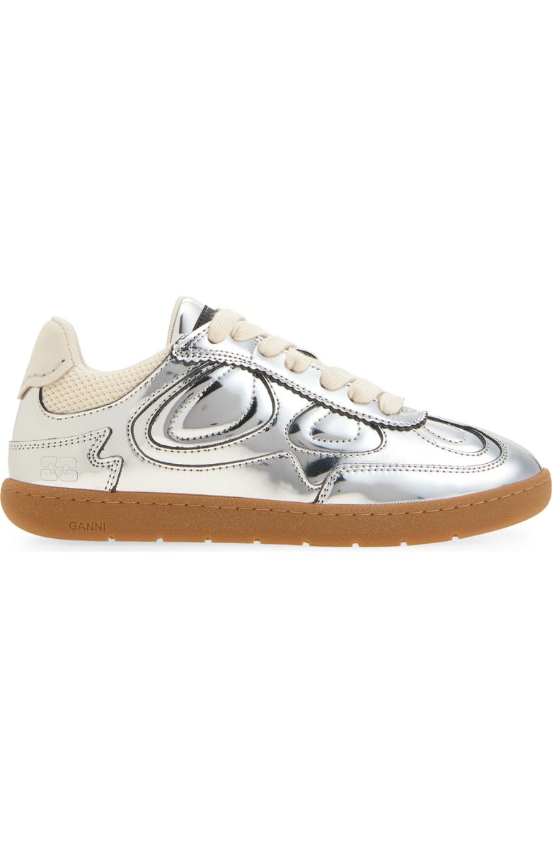 Ganni Specchio Low Top Sneaker, Alternate, color, Silver