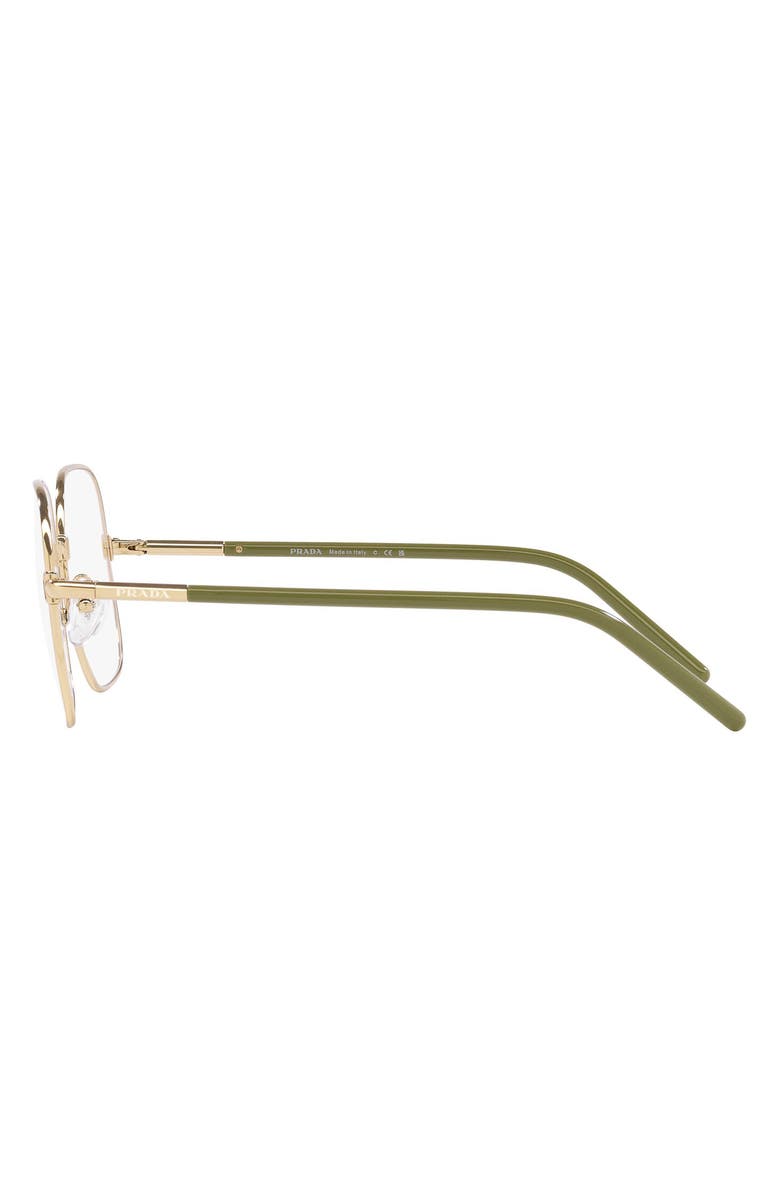Prada 54mm Rectangle Optical Glasses, Alternate, color, Pale Gold