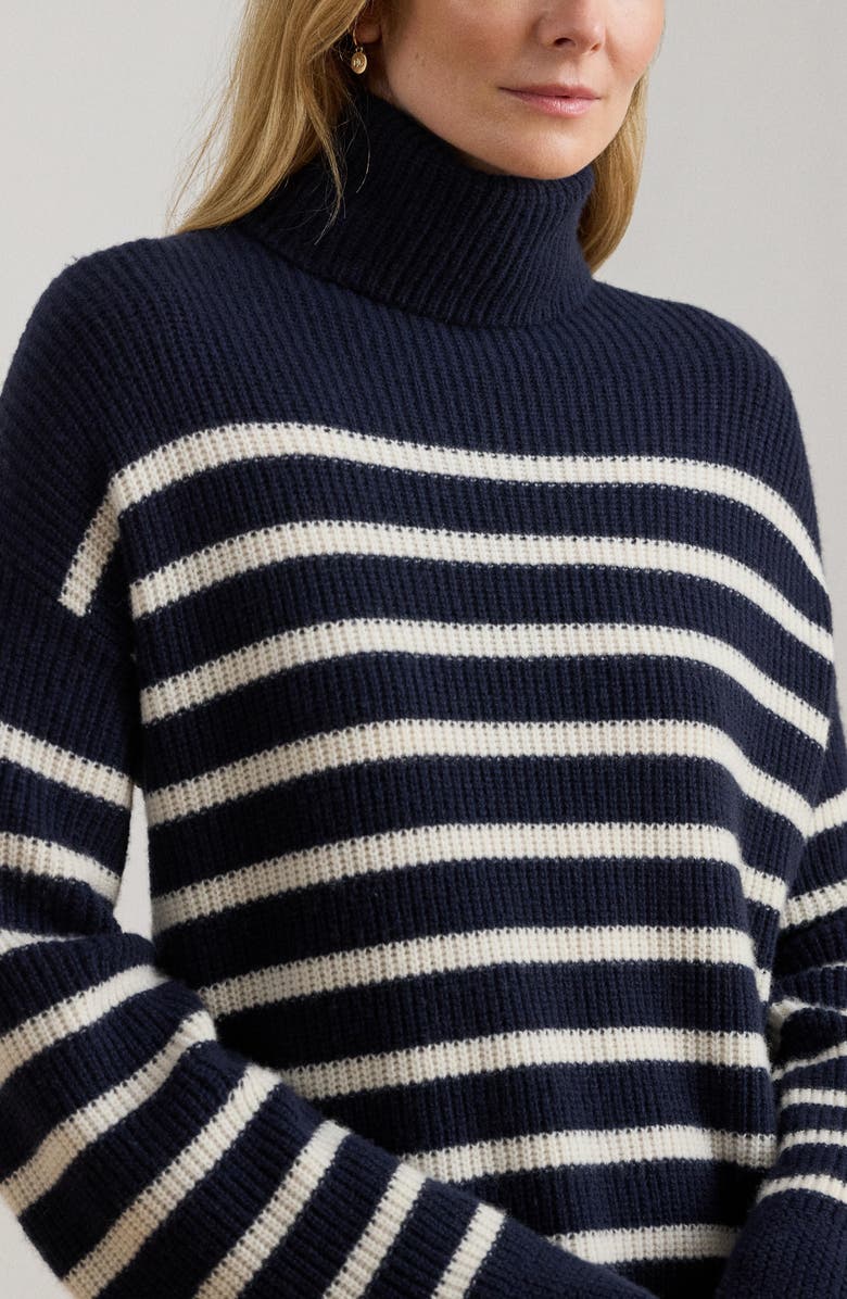 Lauren Ralph Lauren Areena Long Sleeve Wool & Cashmere Sweater Dress, Alternate, color, Lauren Navy/ Mascarpone Cream