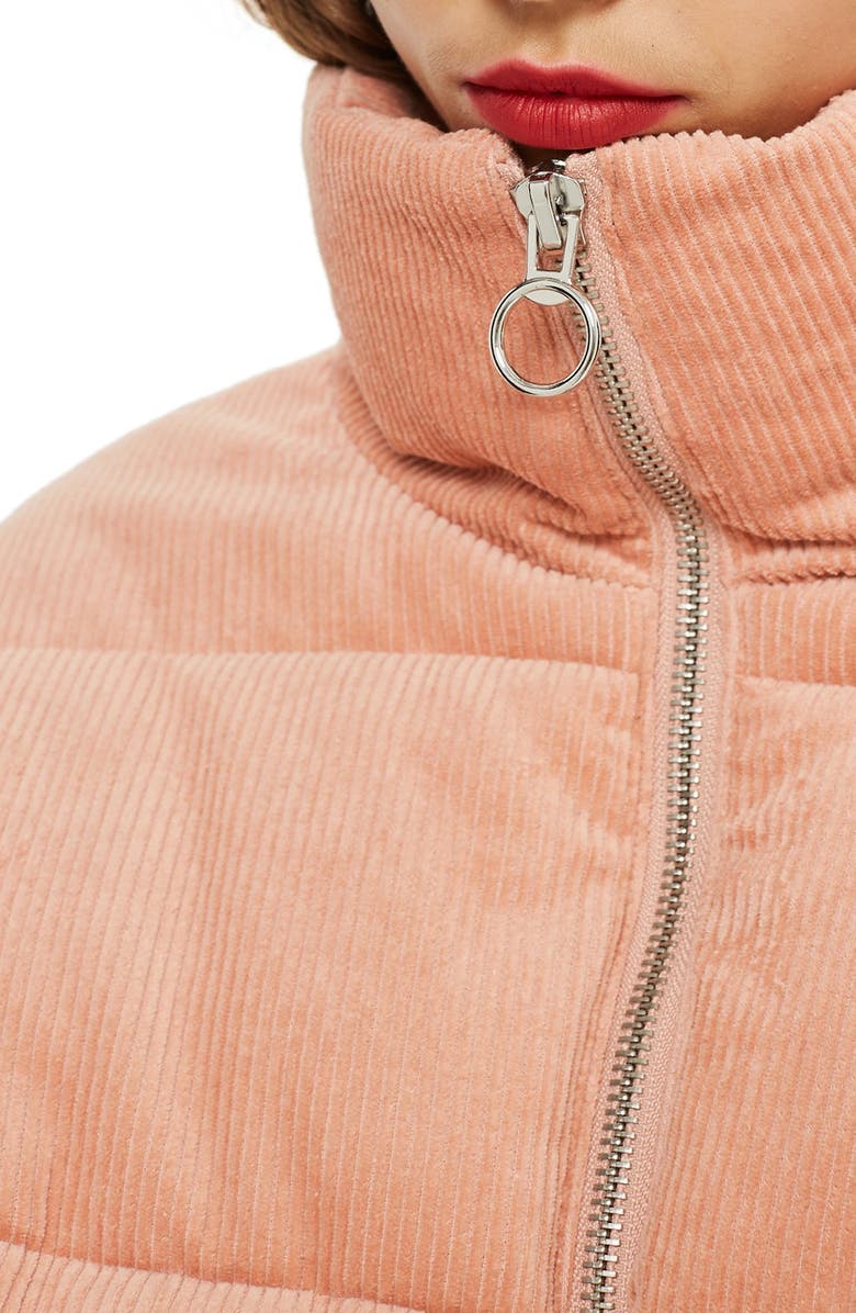 Topshop Corduroy Puffer Jacket, Alternate, color,