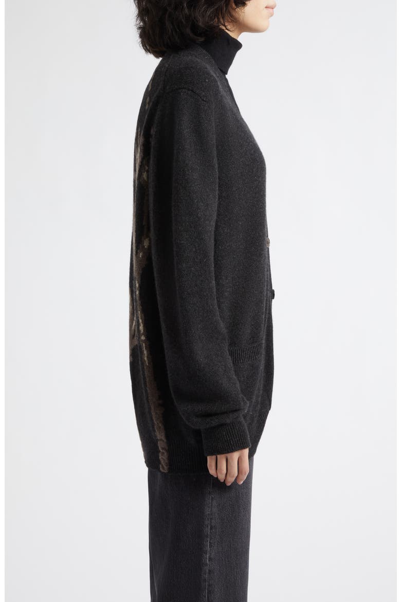 Wild Thistle Intarsia Cashmere Cardigan, Alternate, color, COAL COLOURWAY