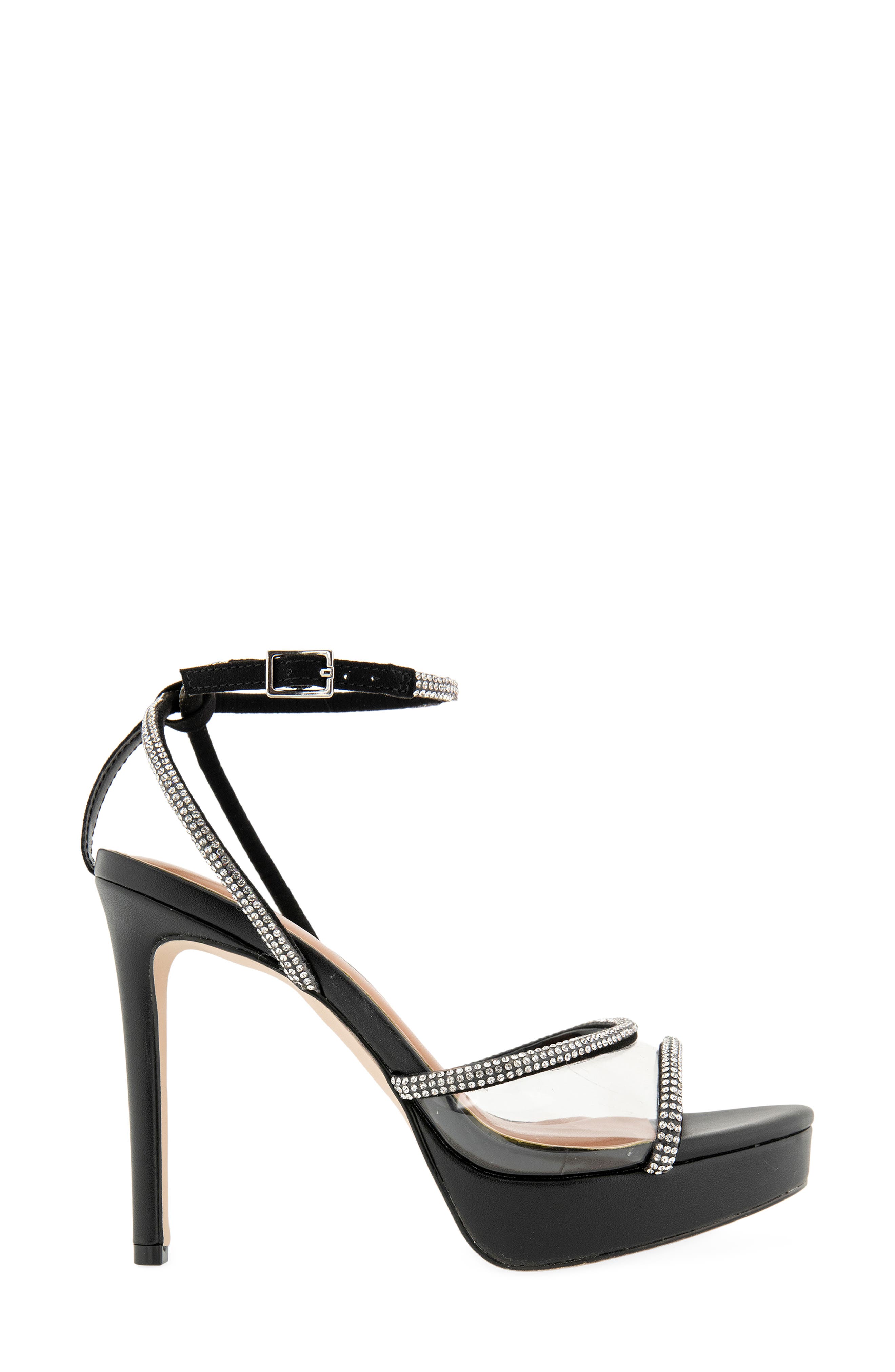Christian Siriano Nicola Ankle Strap Platform Sandal, Alternate, color, Clear/ Black