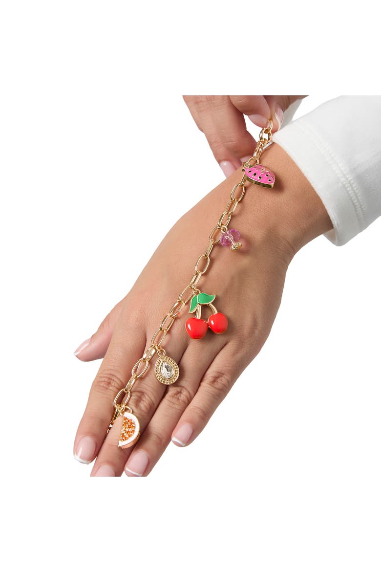 Cherry & Fruit Charm Bracelet, Alternate, color, Gold Tone