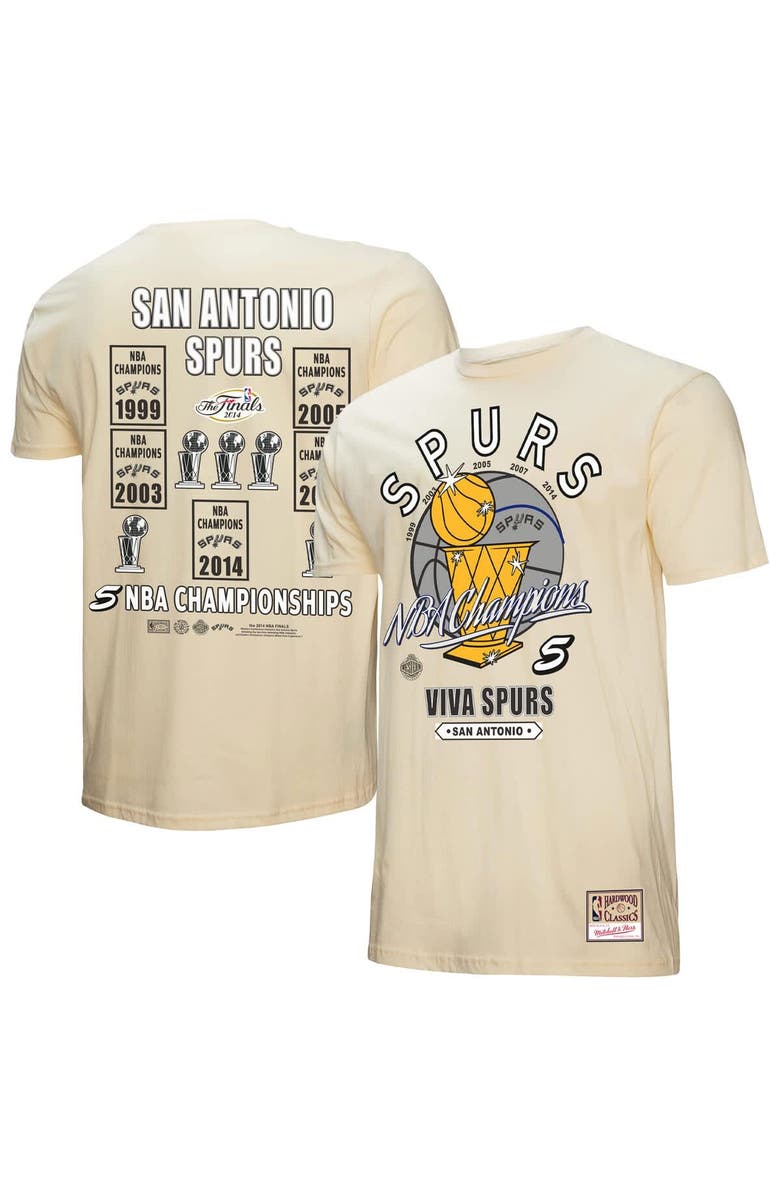 Mitchell & Ness Men's Mitchell & Ness Cream San Antonio Spurs Hardwood Classics Champions Vintage T-Shirt, Alternate, color,