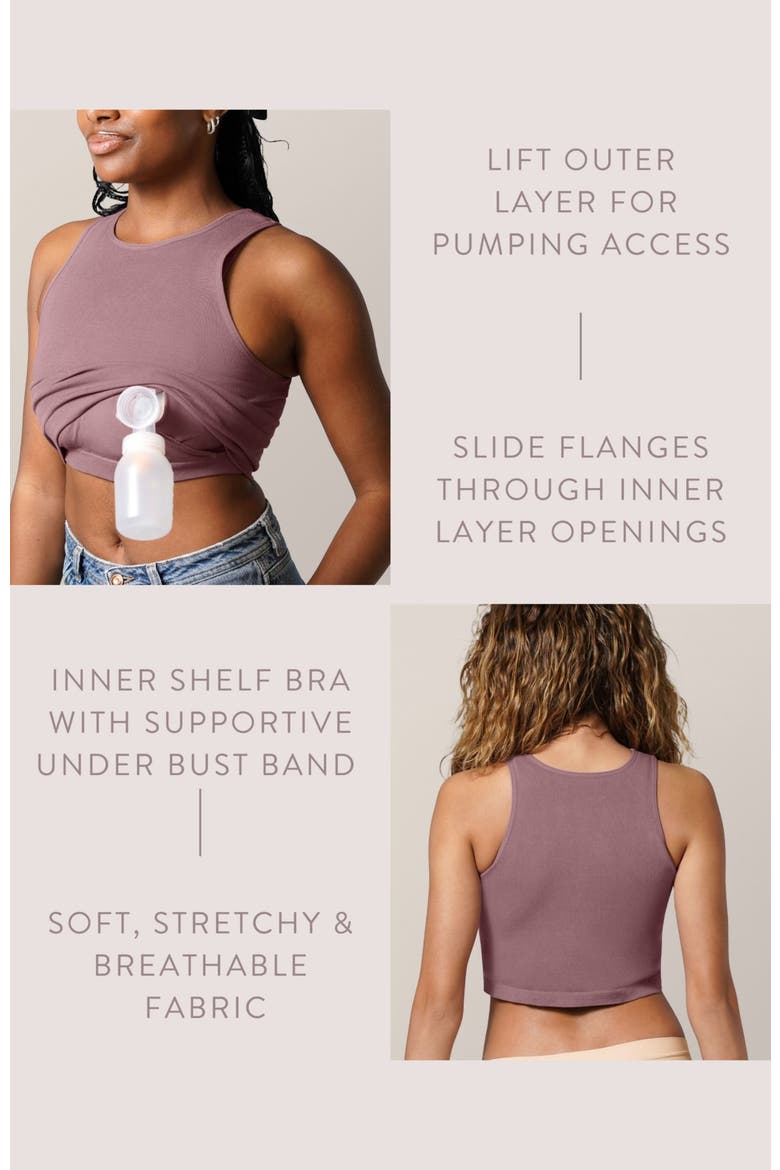 Busty Sublime Hands-Free Pumping Longline Bra Top- Fits Sizes 30E-44H, Alternate, color, Twilight