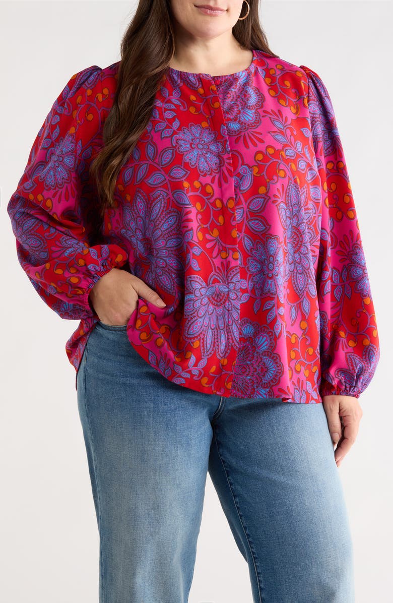 SUGARLIPS Darret Floral Marwa Button-Up Shirt, Main, color, Fuchsia-Multi