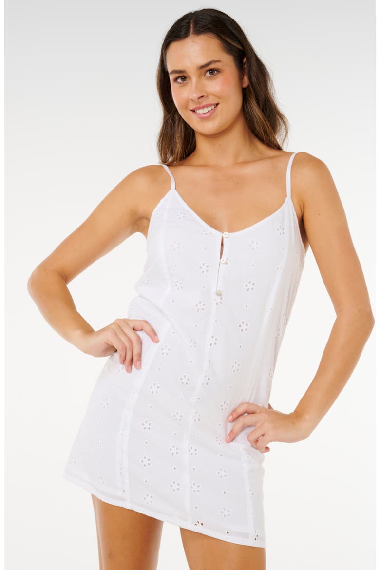 Oasis Broderie Sleeveless Minidress, Alternate, color, WHITE