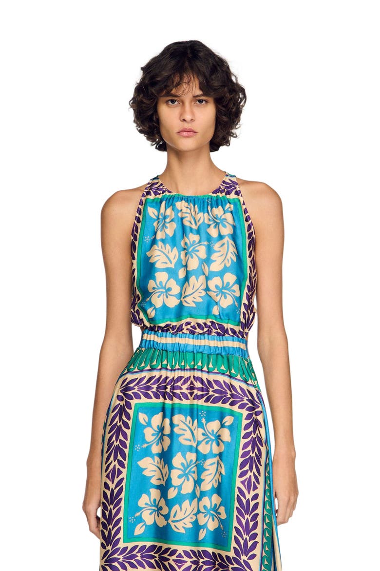 Floral print maxi dress, Alternate, color, Green / purple