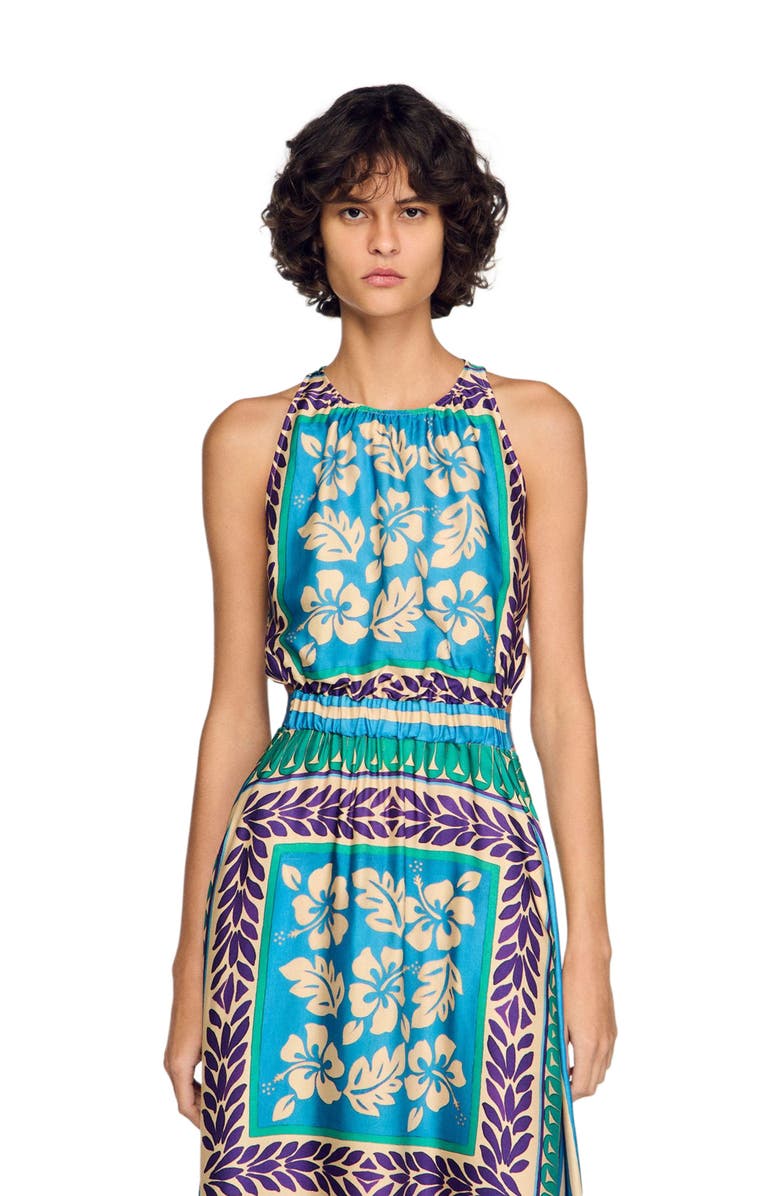 SANDRO Floral print maxi dress, Alternate, color, Green / Purple