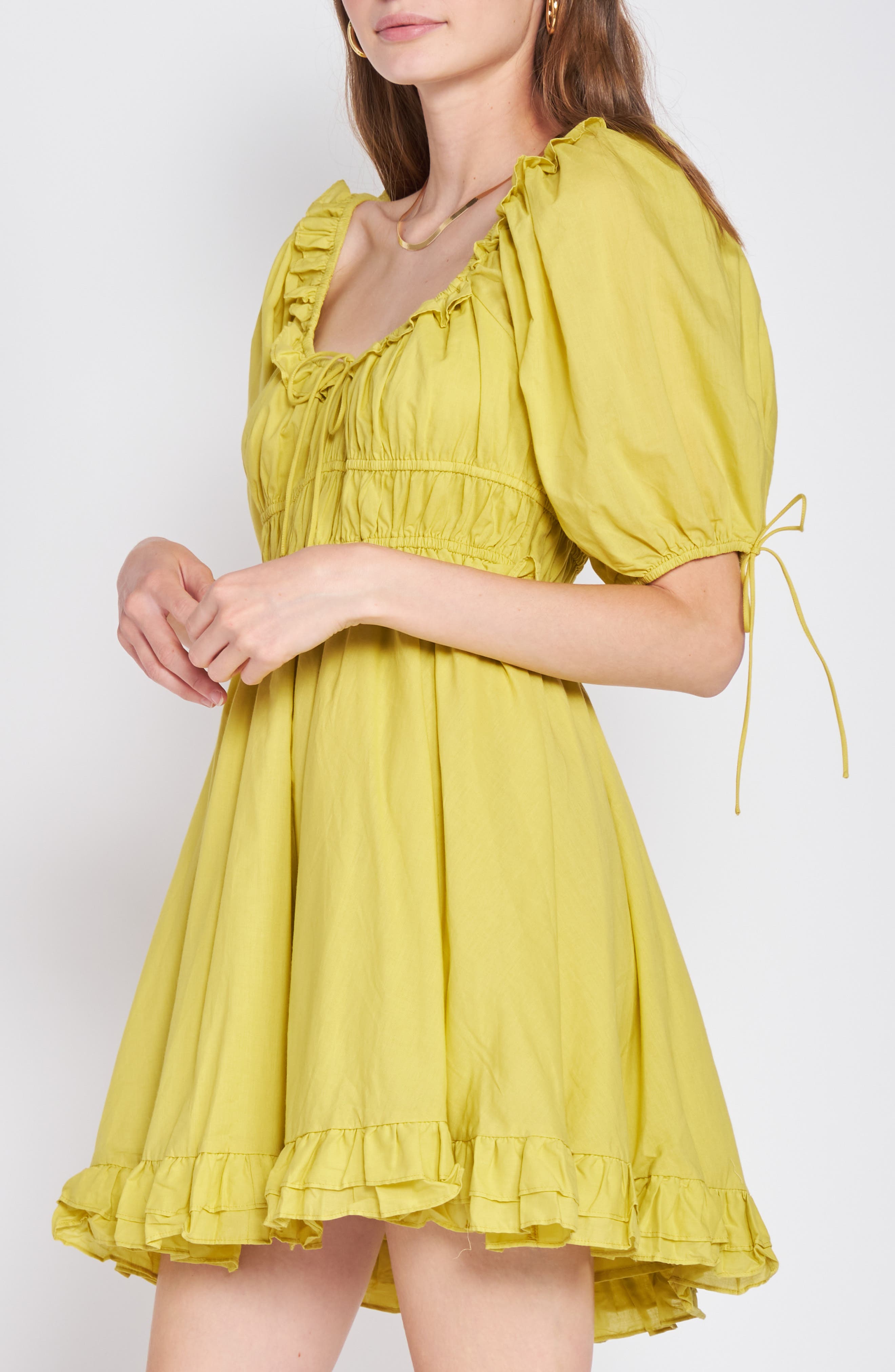 En Saison Puff Sleeve Cotton Minidress (Women) | Nordstromrack