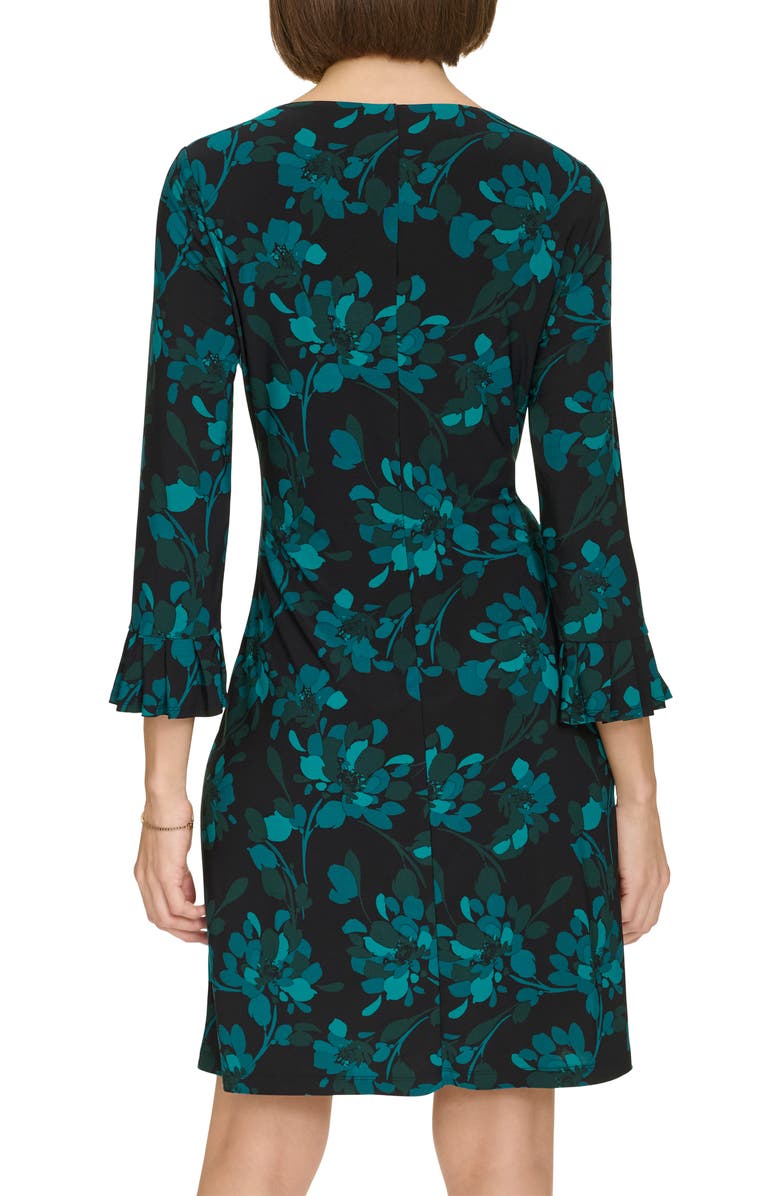 Tommy Hilfiger Pleated Sleeve Jersey Dress, Alternate, color, Cypress Multi