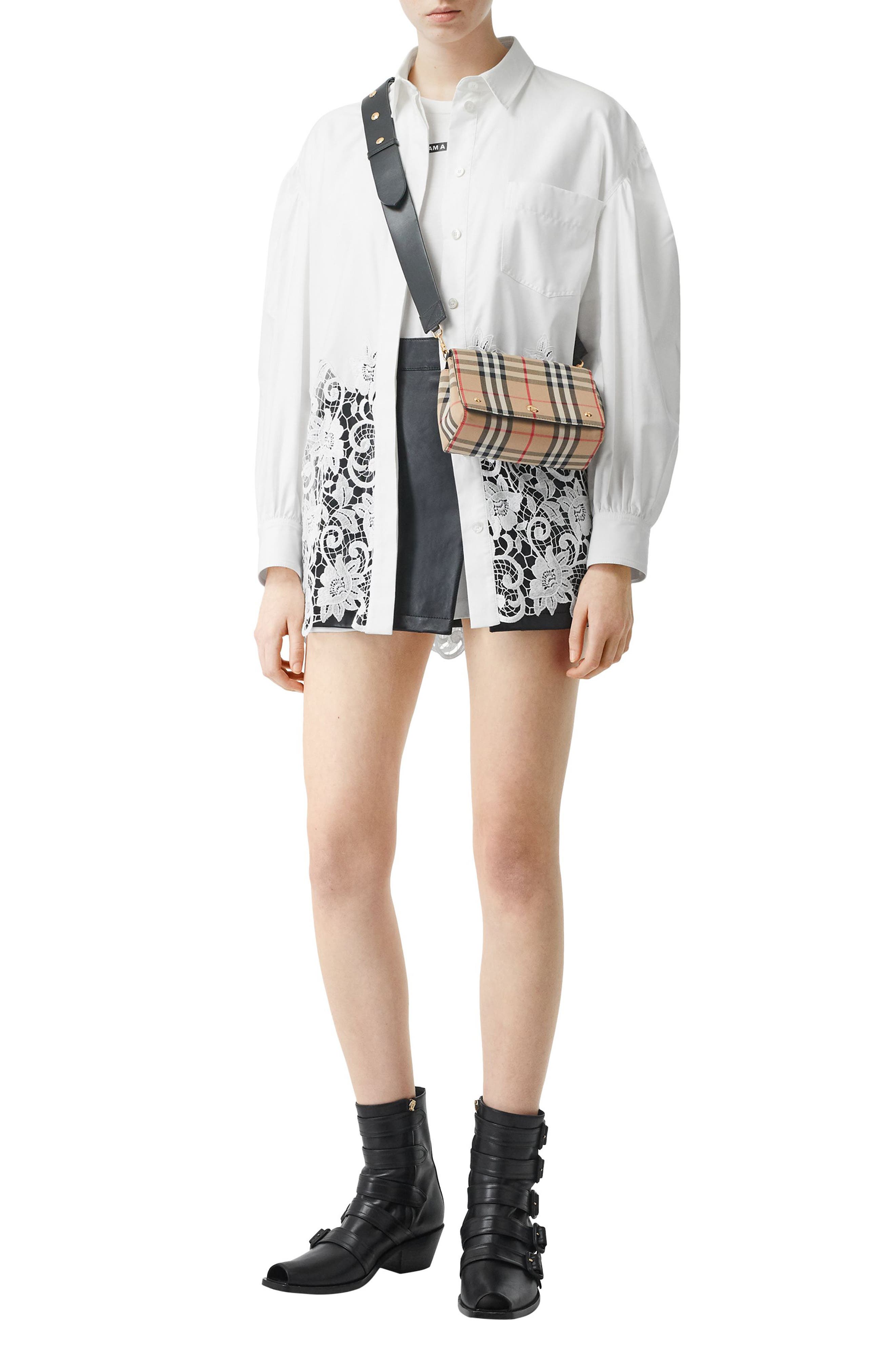 Burberry Small Vintage Check & Leather Crossbody Bag, Alternate, color, 