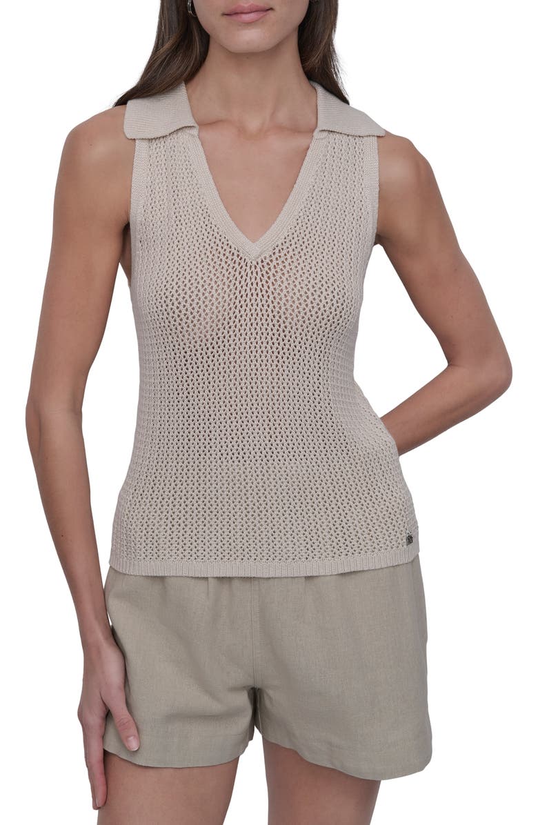 DKNY Jeans Open Stitch Sweater Vest, Alternate, color, Light City Khaki