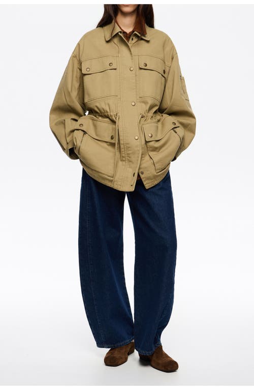Bimba Y Lola Cotton Drawstring Waist Jacket In Brown