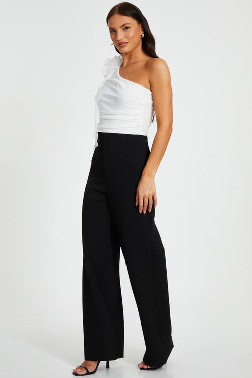 Quiz Scuba Mesh Asymmetric Jumpsuit In Black