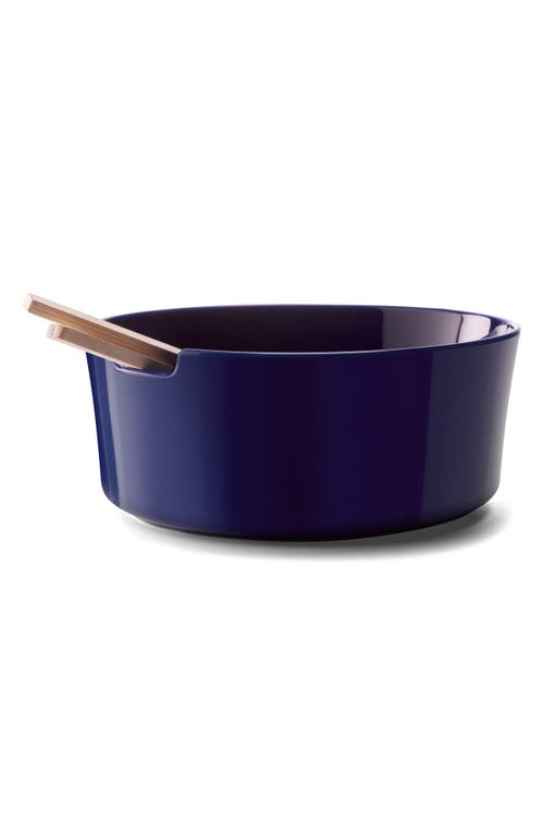 Lsa Collective Salad Glass Bowl With Wooden Servers In Blue