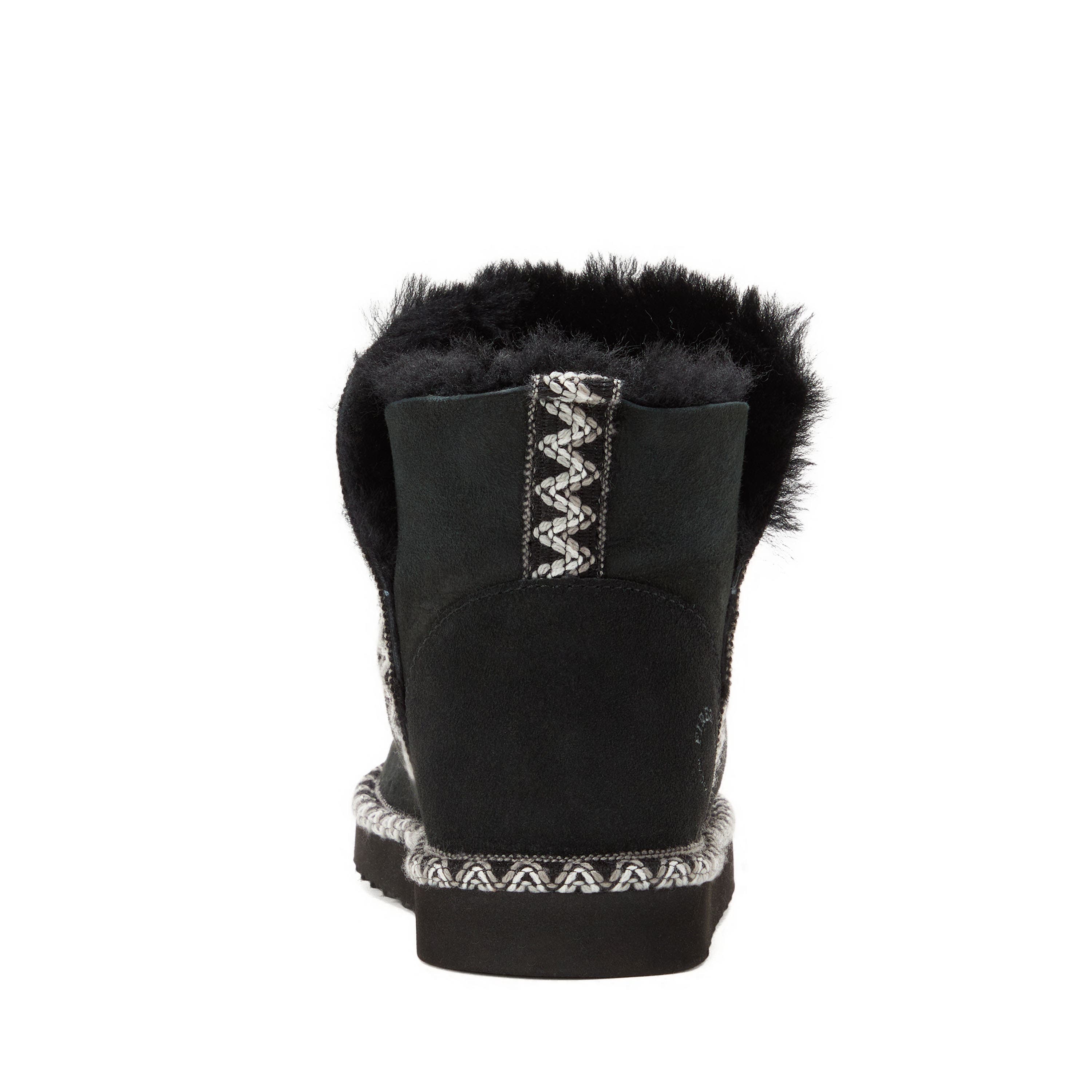DEARFOAMS Fireside Perth Genuine Shearling Fold Down Bootie with Embroidery, Alternate, color, Black