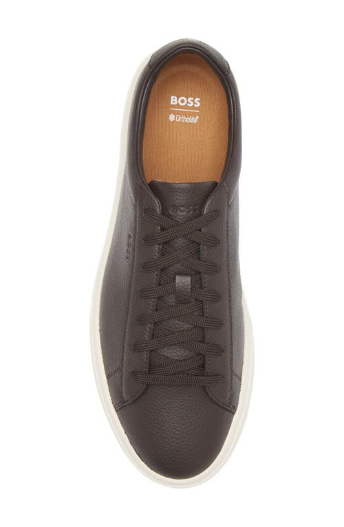 Hugo Boss Low-top Trainers In Grained Faux Leather In Brown
