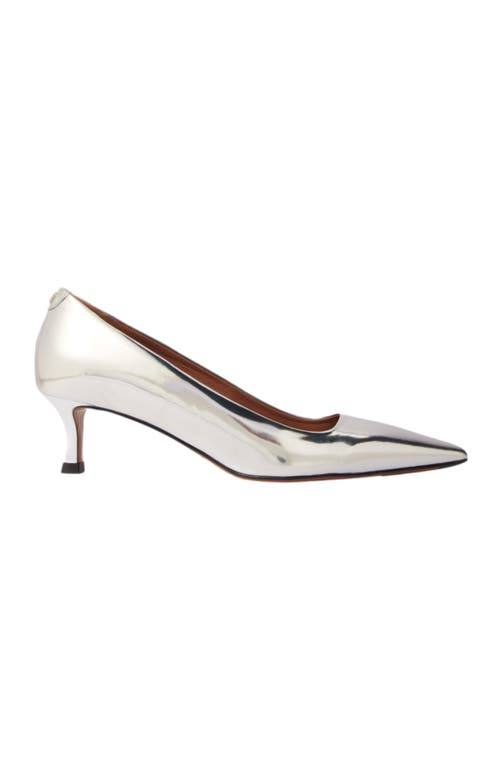 maje Pointed mirrored leather pumps in Silver 