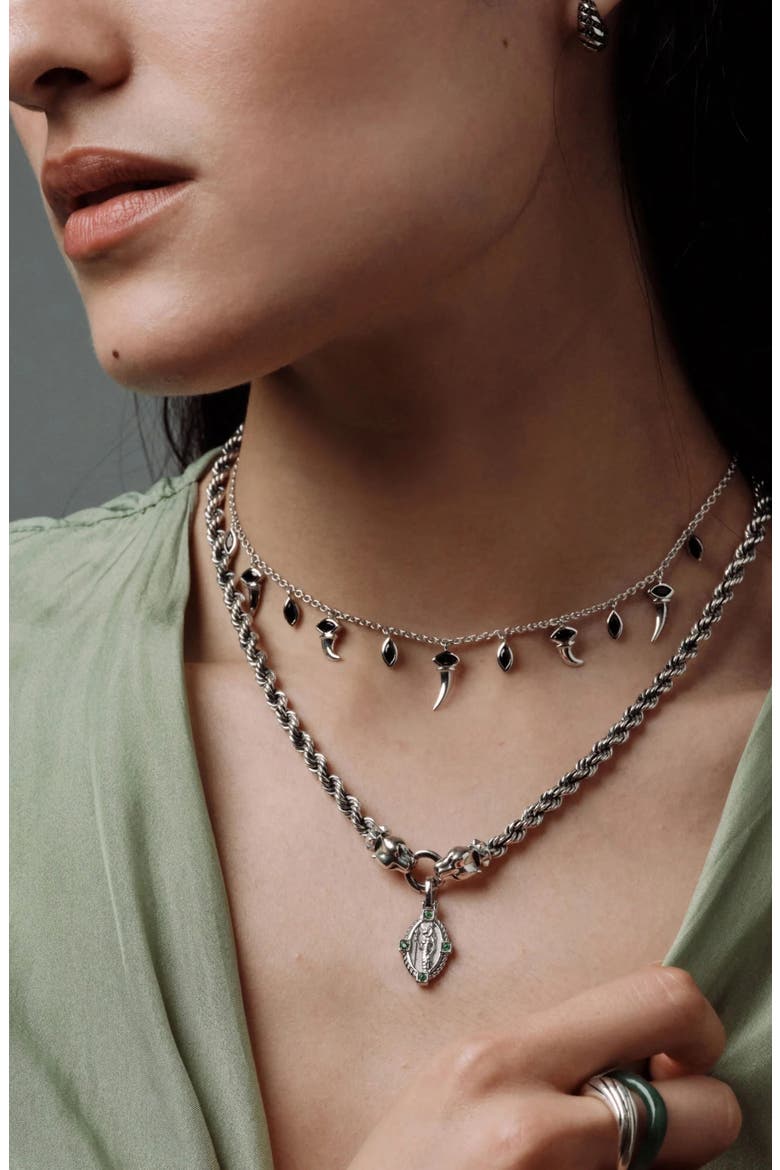 x Jhené Aiko Saber-Tooth Layering Necklace, Alternate, color, 925 STERLING SILVER