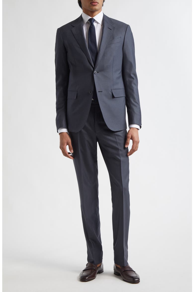 15Milmil15 Faint Stripe Wool Suit, Alternate, color, DARK GREY