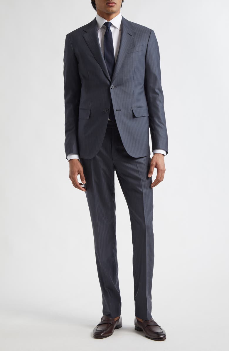 ZEGNA 15Milmil15 Faint Stripe Wool Suit, Alternate, color, Dark Grey