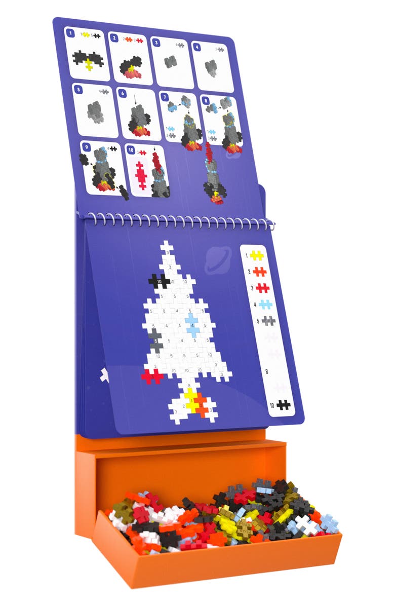 Plus-Plus USA Space Puzzle by Number Activity Pad Playset, Alternate, color, Orange Multi