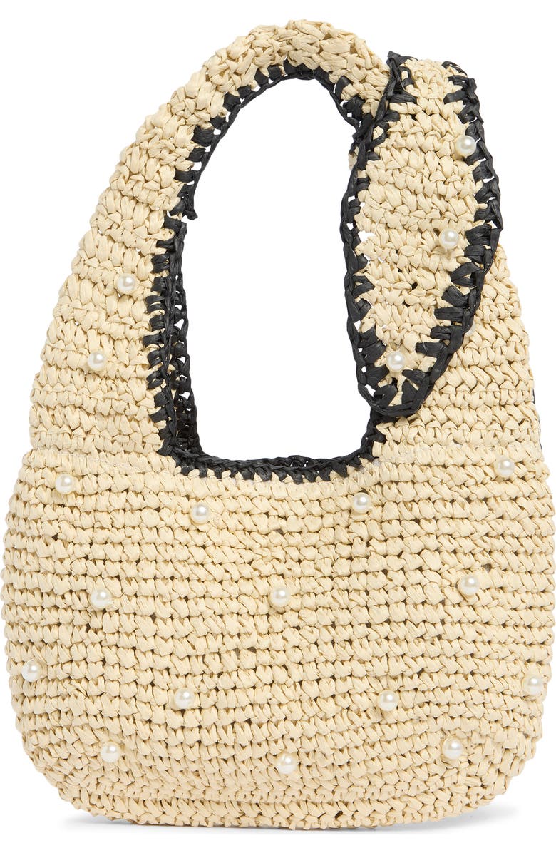 ALESSIA BIANCHI Faux Pearl Shoulder Bag, Alternate, color, Off White/ Black