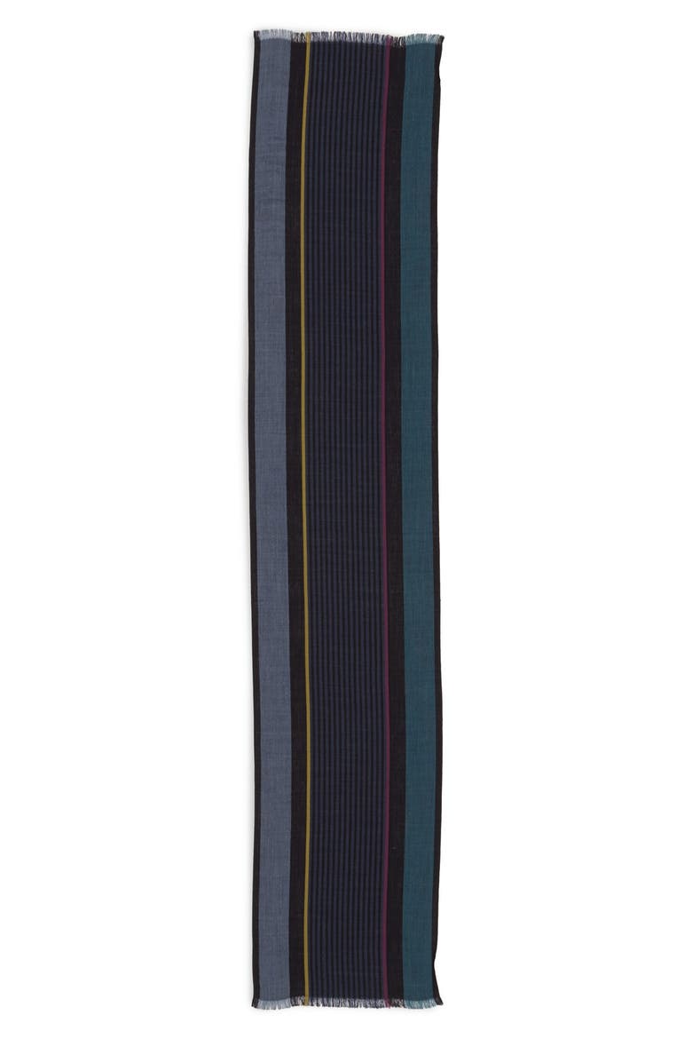 Stripe Wool Blend Scarf, Alternate, color, NAVY