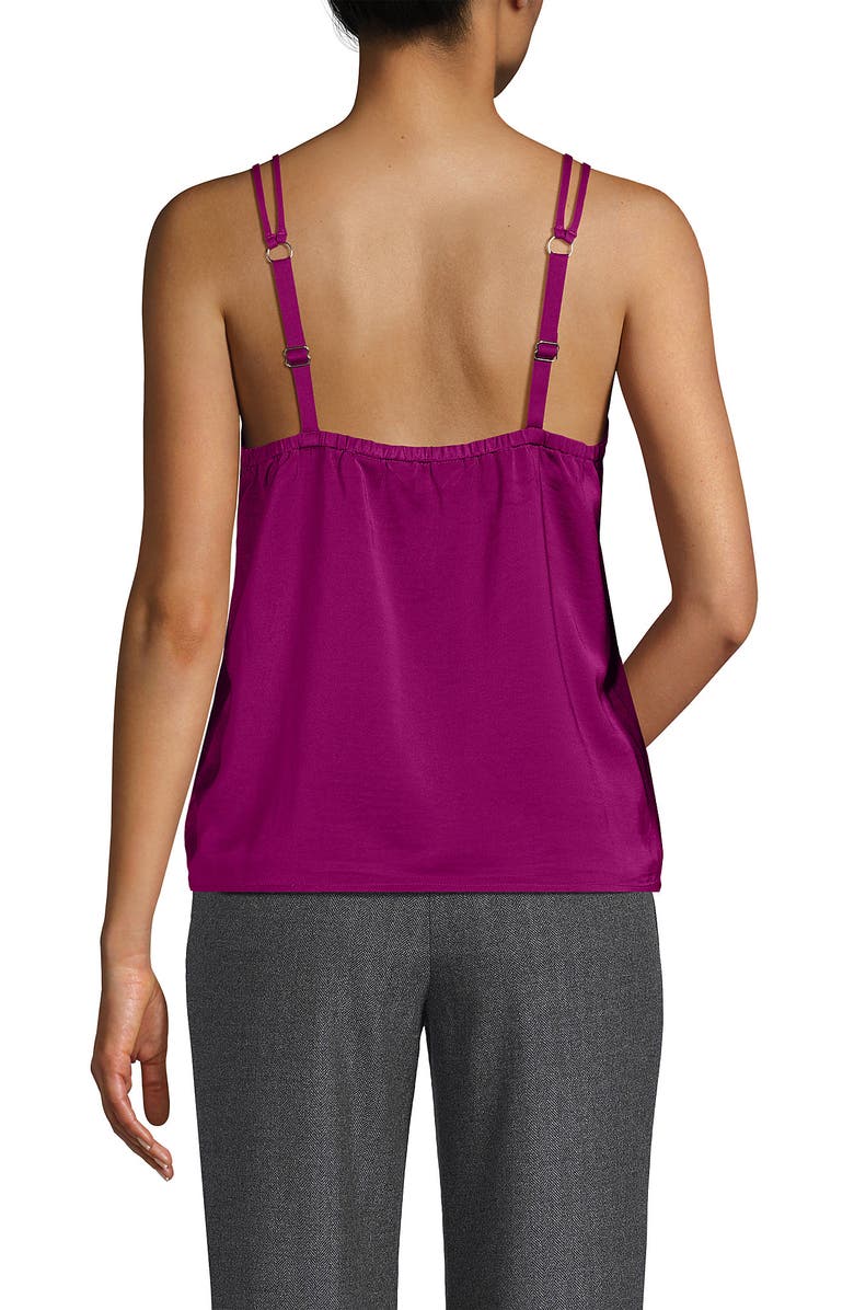 Lands' End Satin Vneck Camisole, Alternate, color, Vivid Berry Pink