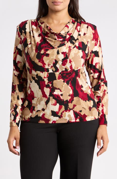 Shoulder Pad Cowl Neck Top