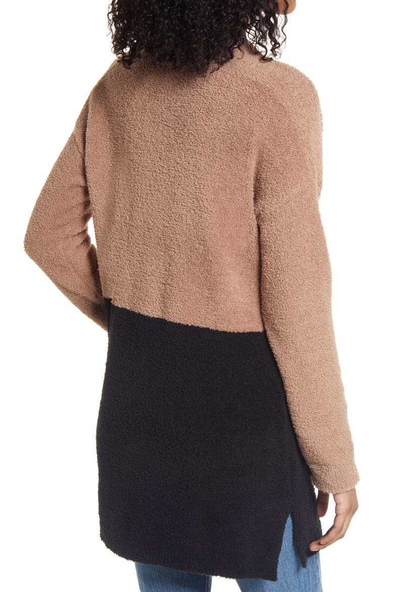 Cozy Color Block Cardigan, Alternate, color, MOCHA/BLACK