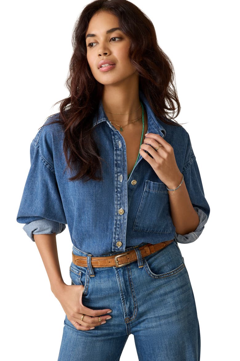 Sunfair Oversized Organic Cotton Denim Button-Up Shirt, Alternate, color, BEACON HILL WASH