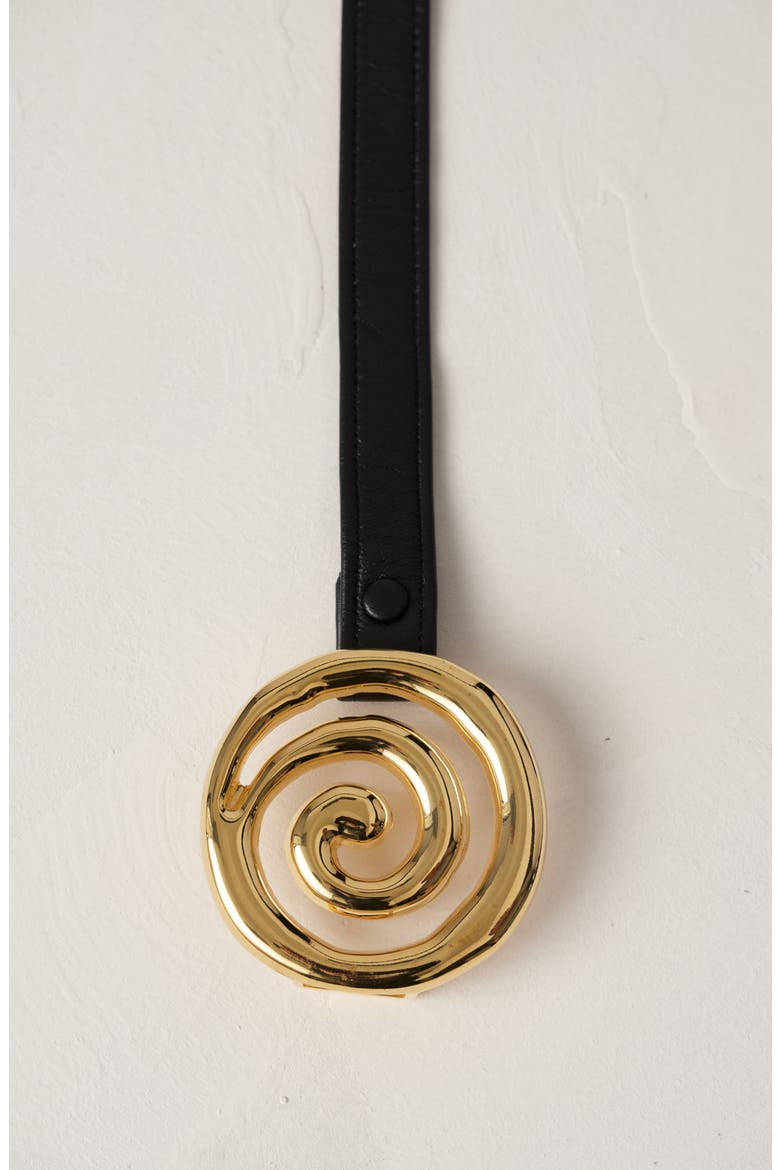 Koru Leather Belt, Alternate, color, BLACK/GOLD