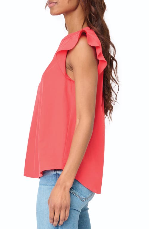 Gibsonlook Flutter Sleeve Top In Hibiscus