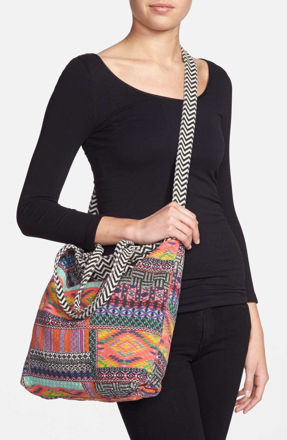 Woven Tote, Alternate, color, PINK MULTI