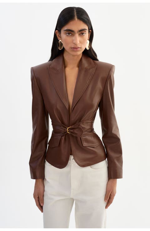Wiley | Leather Belted Blazer