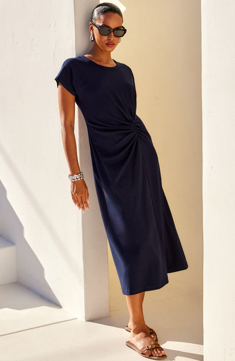 FIFTEEN TWENTY Aveline Side Twist Midi Dress, Alternate, color, Navy
