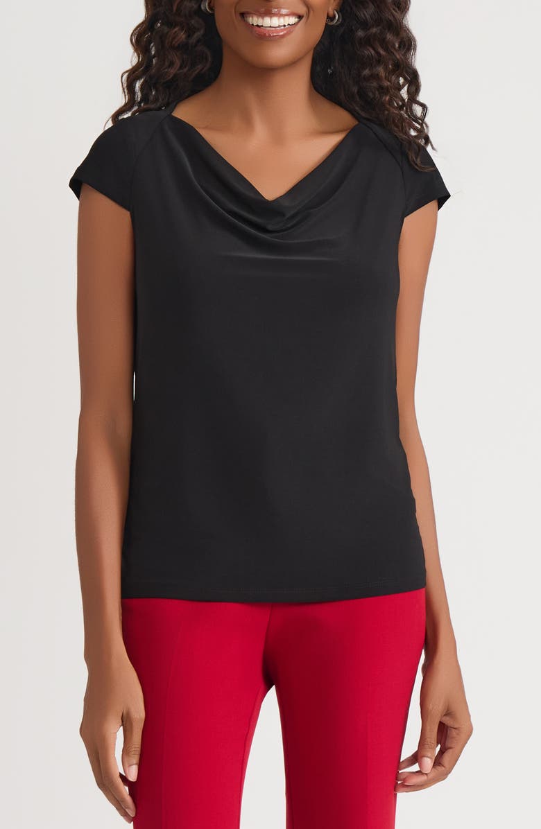 KASPER Cowl Neck Top, Main, color, Black