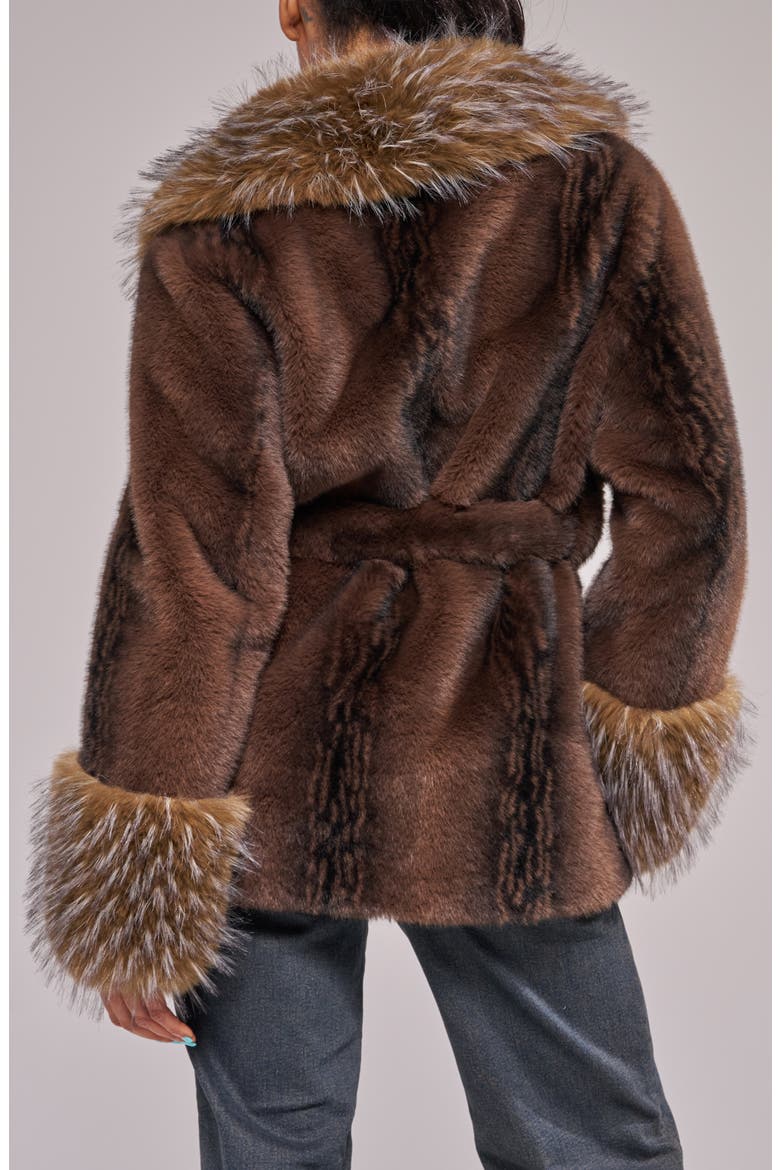 Evara Faux Fur Jacket, Alternate, color, CHOCOLATE