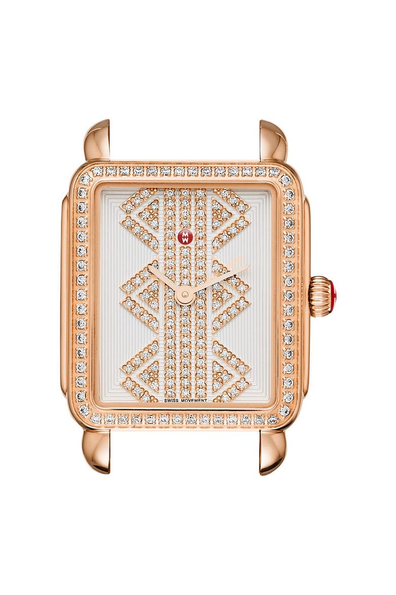 Deco II Mid Diamond Dial Watch Case, 26mm x 28mm, Main, color, ROSE GOLD