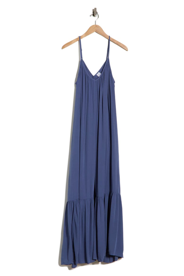 Ruffle Hem Gauze Maxi Slipdress, Alternate, color, BLUE INDIGO