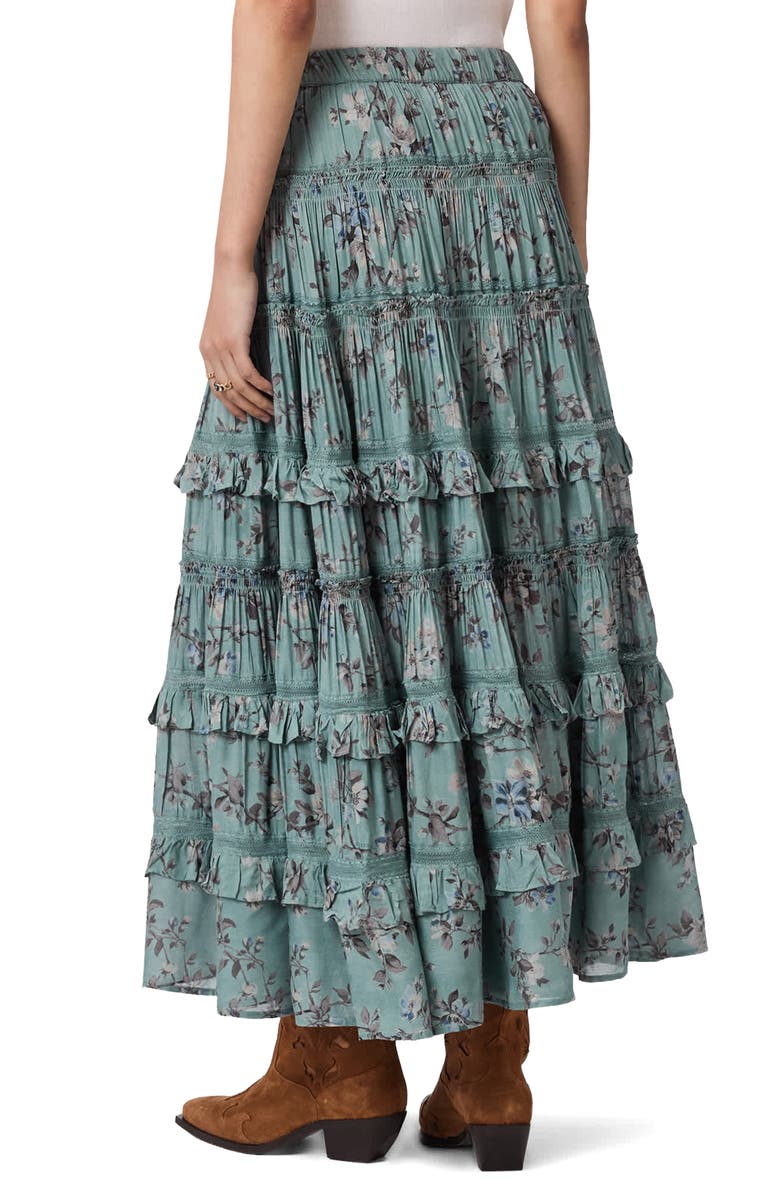 AllSaints Talia Floral Tiered Skirt, Alternate, color, Vine Lake Blue